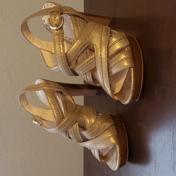 Coach Brynne Leather Strappy Sandal Chunky Heels - Picture 2 of 12